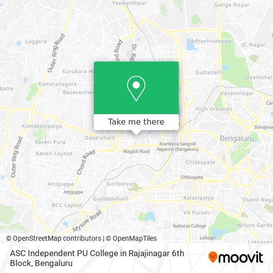 ASC Independent PU College in Rajajinagar 6th Block map