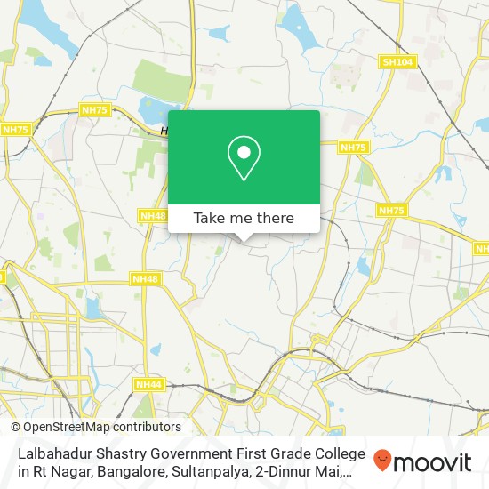 Lalbahadur Shastry Government First Grade College in Rt Nagar, Bangalore, Sultanpalya, 2-Dinnur Mai map