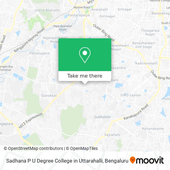 Sadhana P U Degree College in Uttarahalli map