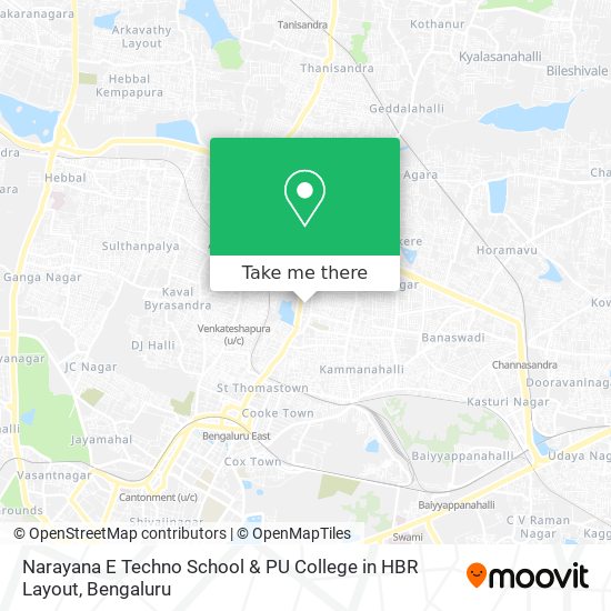 Narayana E Techno School & PU College in HBR Layout map