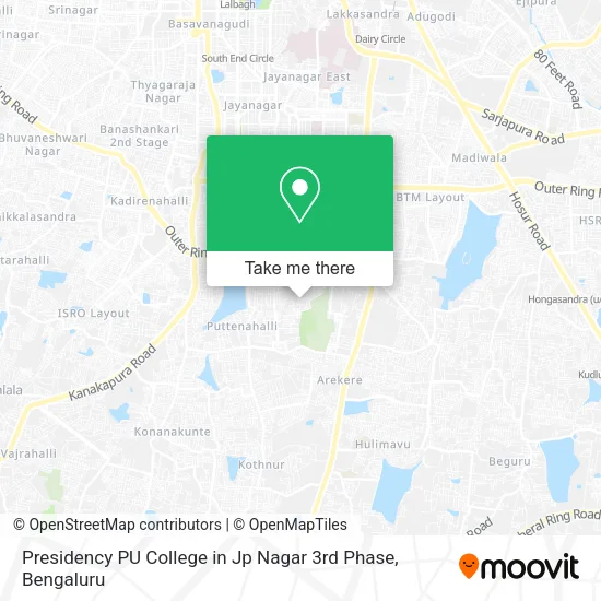 Presidency PU College in Jp Nagar 3rd Phase map