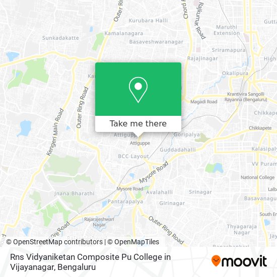 Rns Vidyaniketan Composite Pu College in Vijayanagar map