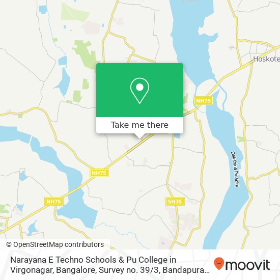 Narayana E Techno Schools & Pu College in Virgonagar, Bangalore, Survey no. 39 / 3, Bandapura Village map