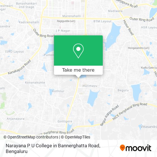 Narayana P U College in Bannerghatta Road map