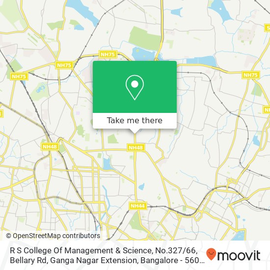 R S College Of Management & Science, No.327 / 66, Bellary Rd, Ganga Nagar Extension, Bangalore - 5600 map