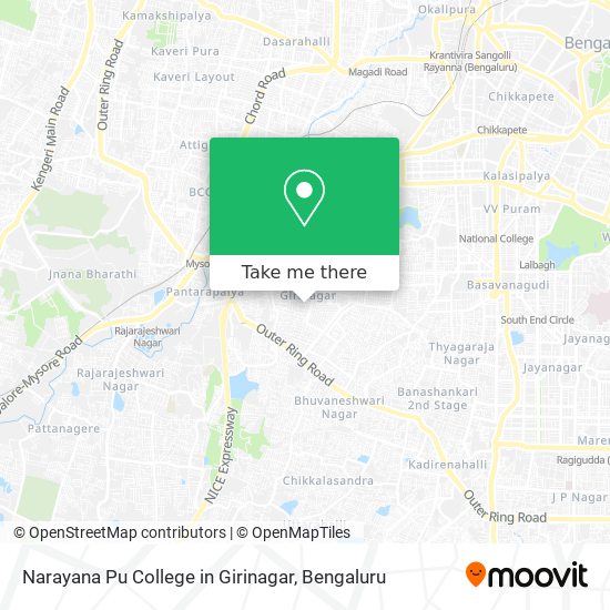 Narayana Pu College in Girinagar map