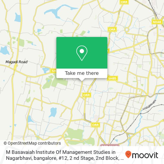 M Basavaiah Institute Of Management Studies in Nagarbhavi, bangalore, #12, 2 nd Stage, 2nd Block, N map