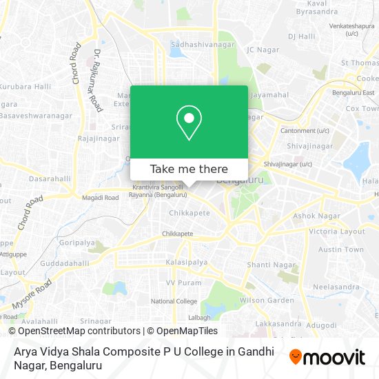 Arya Vidya Shala Composite P U College in Gandhi Nagar map