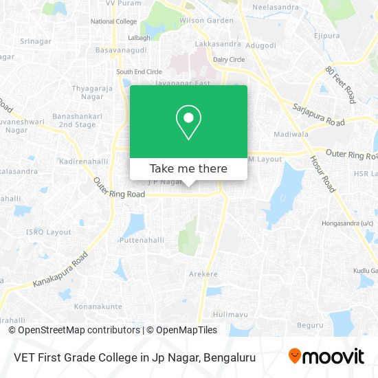 VET First Grade College in Jp Nagar map