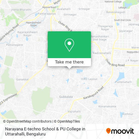 Narayana E-techno School & PU College in Uttarahalli map