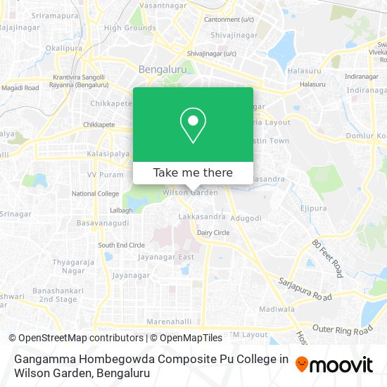 Gangamma Hombegowda Composite Pu College in Wilson Garden map