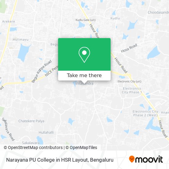 Narayana PU College in HSR Layout map