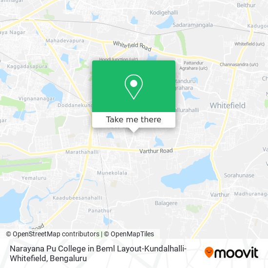Narayana Pu College in Beml Layout-Kundalhalli-Whitefield map