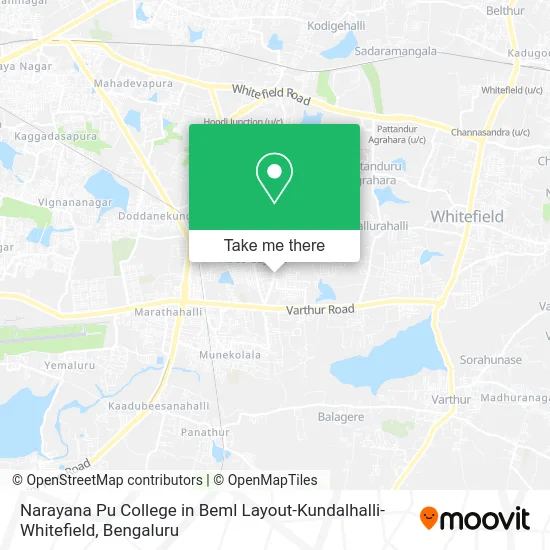 Narayana Pu College in Beml Layout-Kundalhalli-Whitefield map
