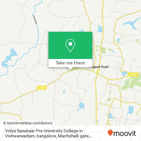 Vidya Sanskaar Pre University College in Vishwaneedam, bangalore, Machohalli gate, Bapagrama post, map
