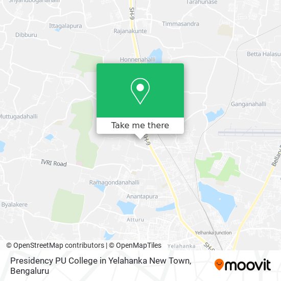 Presidency PU College in Yelahanka New Town map