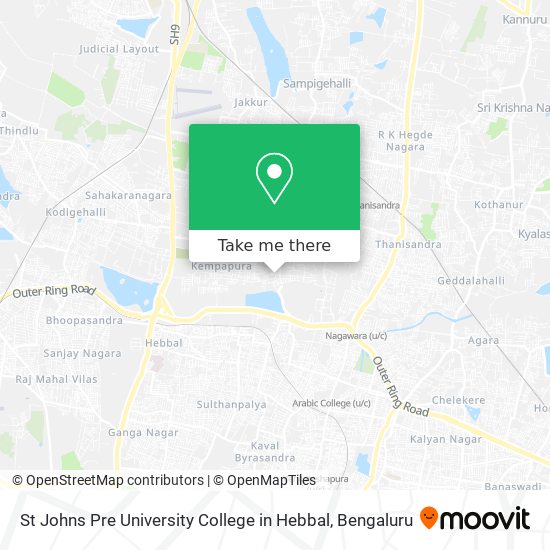 St Johns Pre University College in Hebbal map