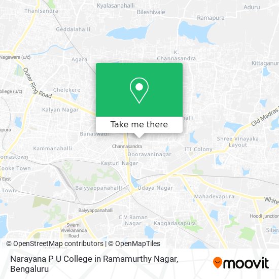 Narayana P U College in Ramamurthy Nagar map