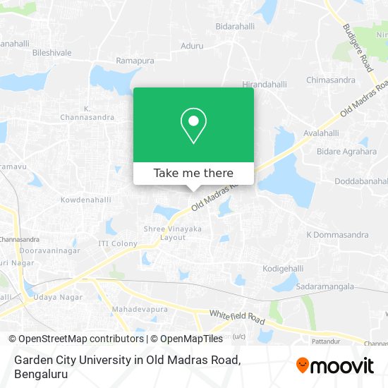 Garden City University in Old Madras Road map