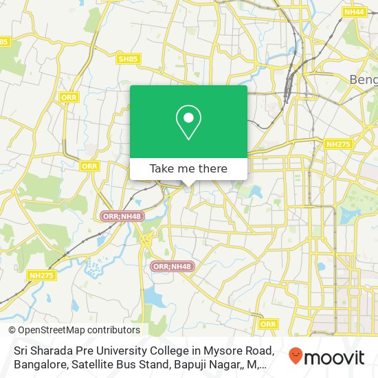 Sri Sharada Pre University College in Mysore Road, Bangalore, Satellite Bus Stand, Bapuji Nagar,, M map