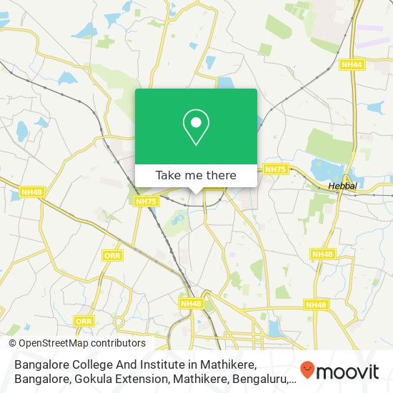 Bangalore College And Institute in Mathikere, Bangalore, Gokula Extension, Mathikere, Bengaluru, Ka map