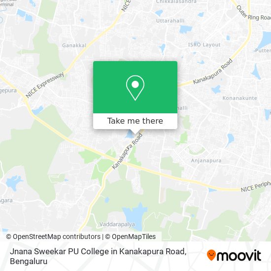 Jnana Sweekar PU College in Kanakapura Road map