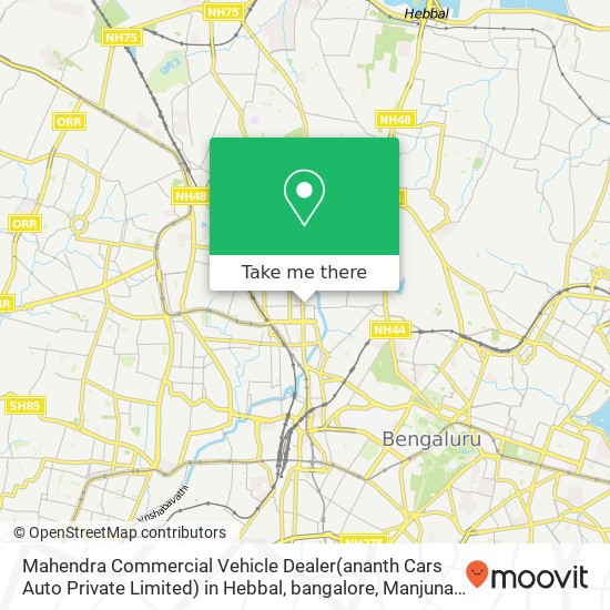 Mahendra Commercial Vehicle Dealer(ananth Cars Auto Private Limited) in Hebbal, bangalore, Manjunat map
