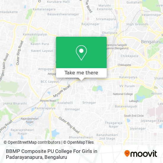 BBMP Composite PU College For Girls in Padarayanapura map