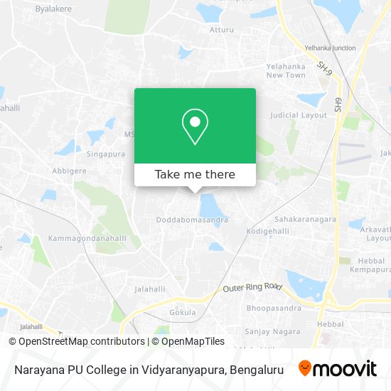 Narayana PU College in Vidyaranyapura map
