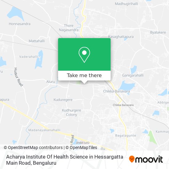 Acharya Institute Of Health Science in Hessargatta Main Road map