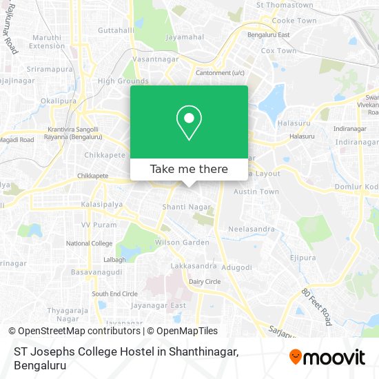 ST Josephs College Hostel in Shanthinagar map