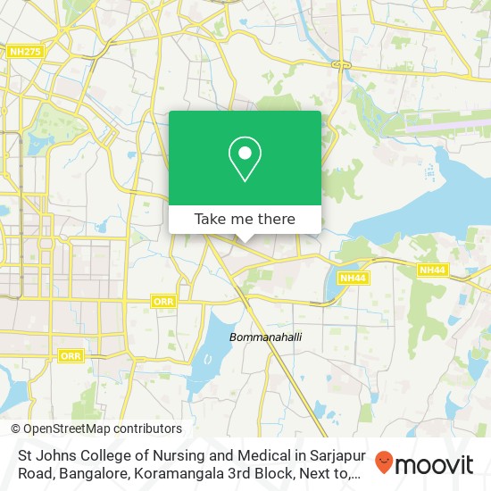 St Johns College of Nursing and Medical in Sarjapur Road, Bangalore, Koramangala 3rd Block, Next to map