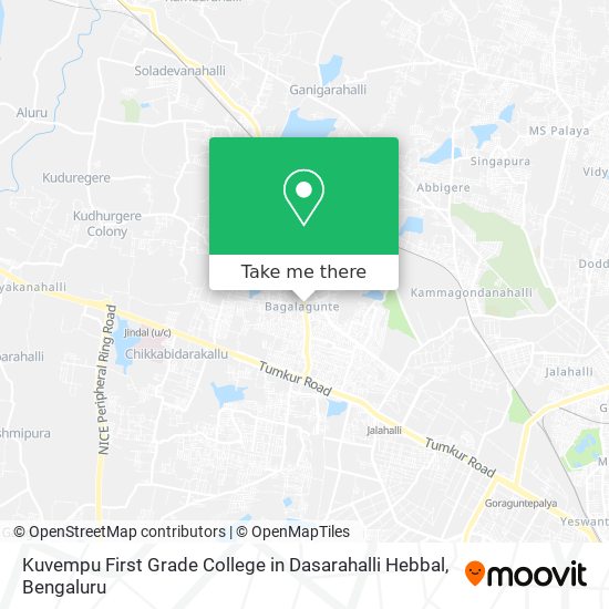 Kuvempu First Grade College in Dasarahalli Hebbal map