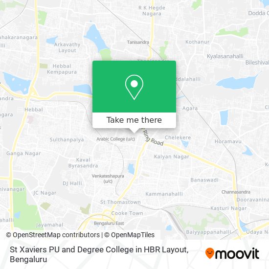 St Xaviers PU and Degree College in HBR Layout map