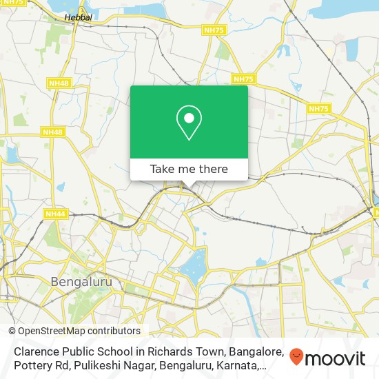 Clarence Public School in Richards Town, Bangalore, Pottery Rd, Pulikeshi Nagar, Bengaluru, Karnata map