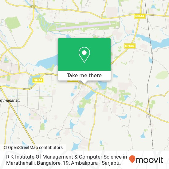 R K Institute Of Management & Computer Science in Marathahalli, Bangalore, 19, Ambalipura - Sarjapu map