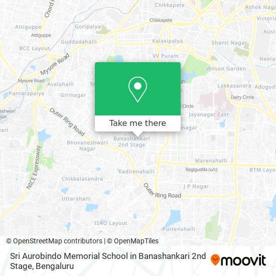 Sri Aurobindo Memorial School in Banashankari 2nd Stage map
