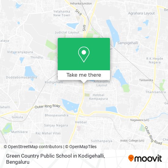 Green Country Public School in Kodigehalli map
