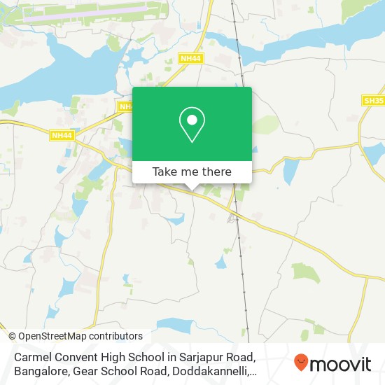Carmel Convent High School in Sarjapur Road, Bangalore, Gear School Road, Doddakannelli, Bengaluru, map