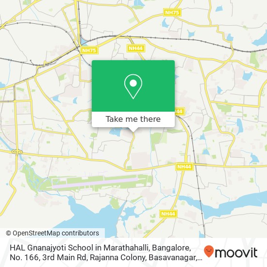 HAL Gnanajyoti School in Marathahalli, Bangalore, No. 166, 3rd Main Rd, Rajanna Colony, Basavanagar map