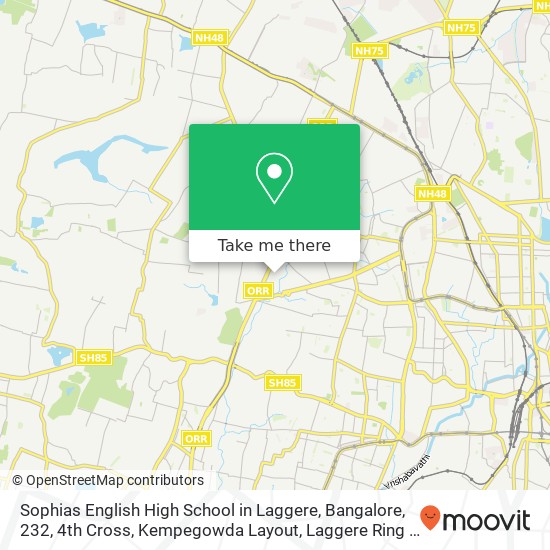 Sophias English High School in Laggere, Bangalore, 232, 4th Cross, Kempegowda Layout, Laggere Ring map