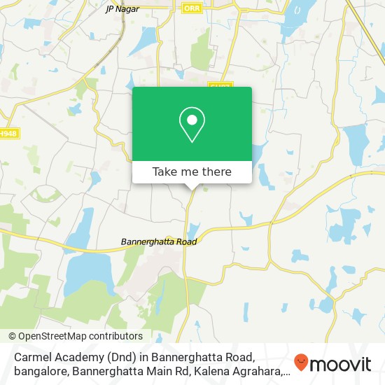 Carmel Academy (Dnd) in Bannerghatta Road, bangalore, Bannerghatta Main Rd, Kalena Agrahara, Bengal map