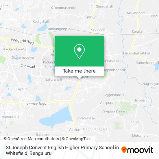 St Joseph Convent English Higher Primary School in Whitefield map