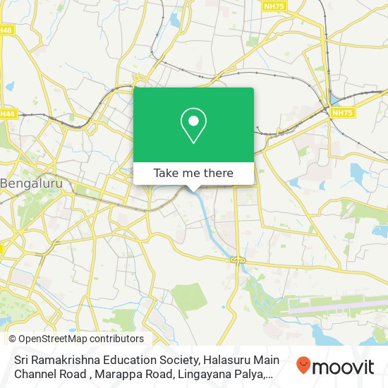 Sri Ramakrishna Education Society, Halasuru Main Channel Road , Marappa Road, Lingayana Palya, Jogu map