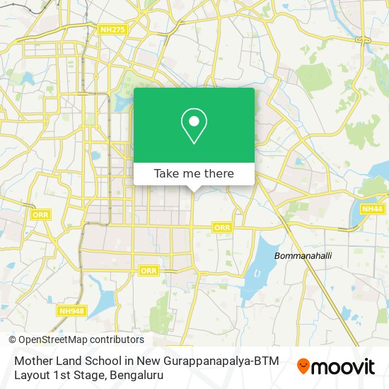 Mother Land School in New Gurappanapalya-BTM Layout 1st Stage map