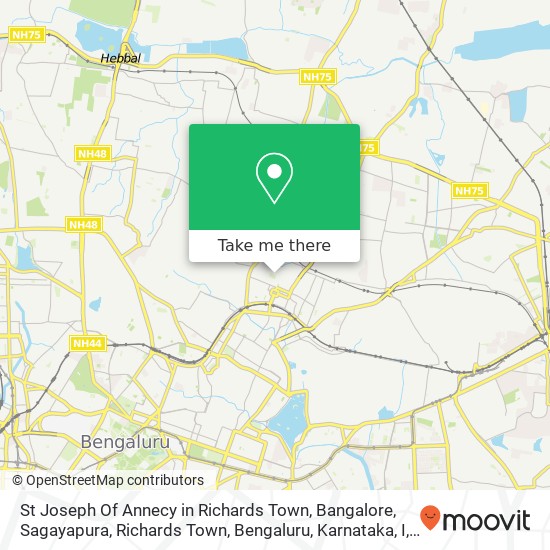 St Joseph Of Annecy in Richards Town, Bangalore, Sagayapura, Richards Town, Bengaluru, Karnataka, I map