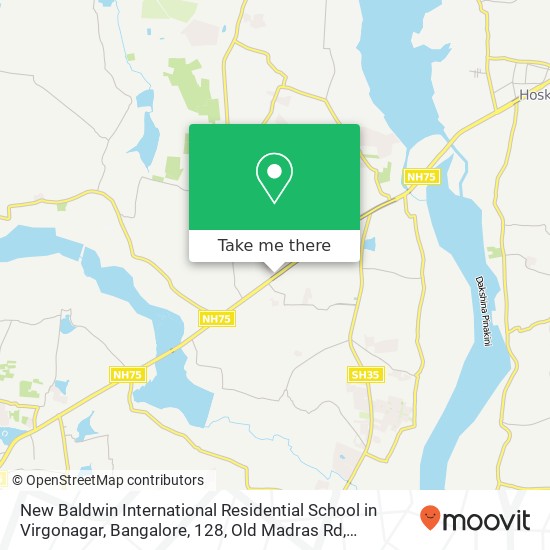 New Baldwin International Residential School in Virgonagar, Bangalore, 128, Old Madras Rd, Virgonag map
