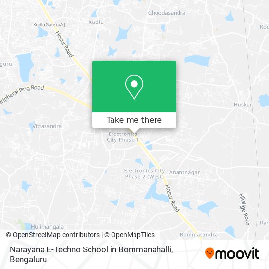 Narayana E-Techno School in Bommanahalli map