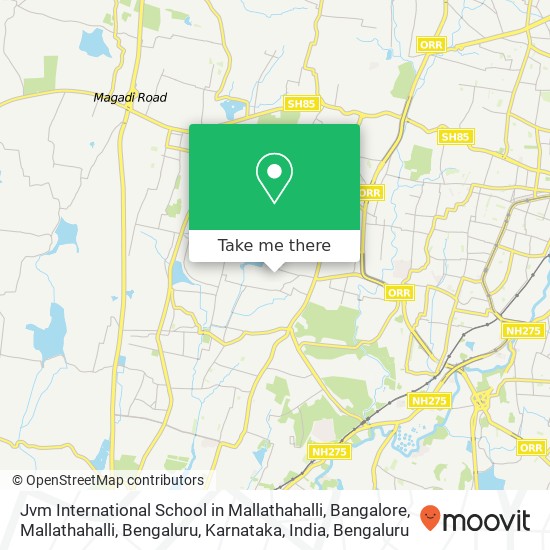 Jvm International School in Mallathahalli, Bangalore, Mallathahalli, Bengaluru, Karnataka, India map