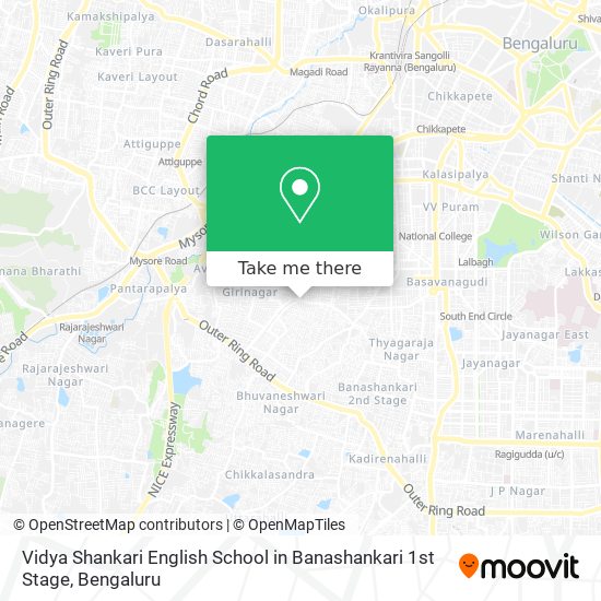 Vidya Shankari English School in Banashankari 1st Stage map